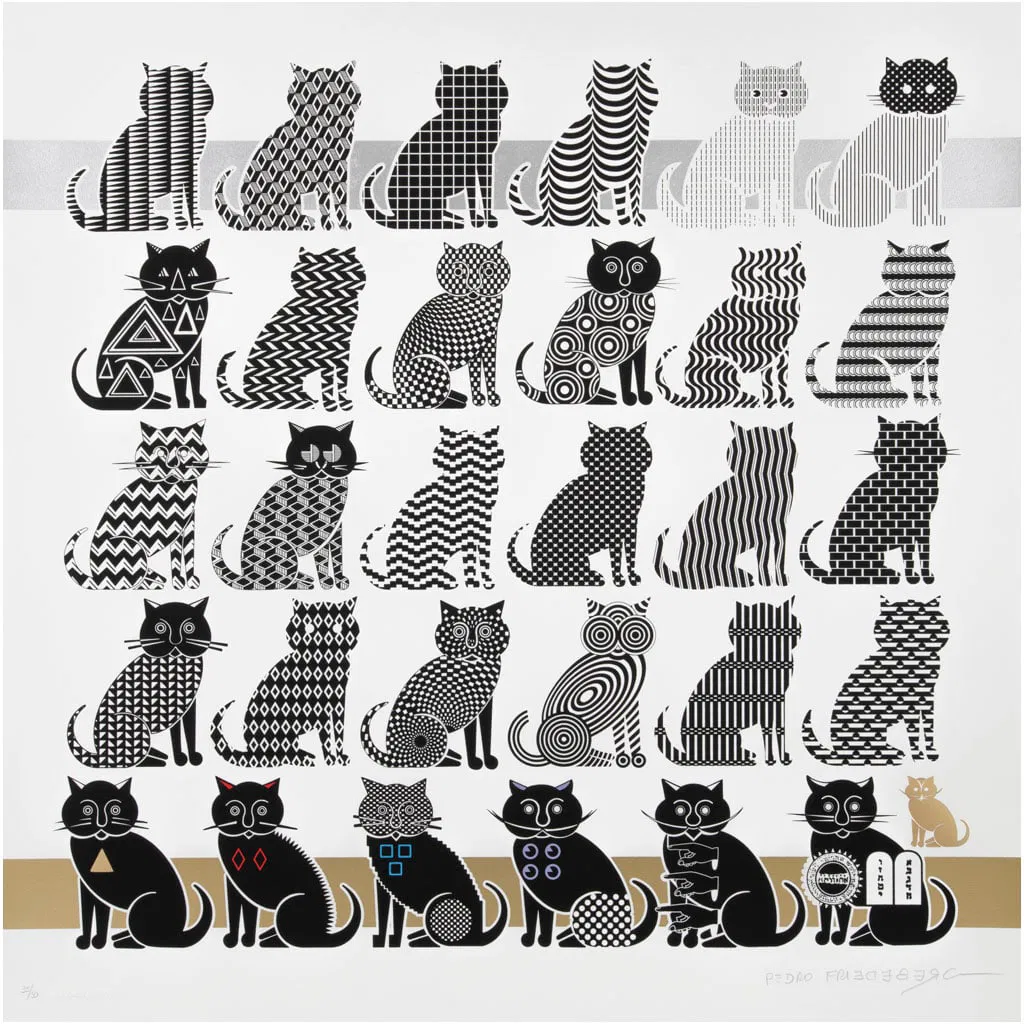 PEDRO FRIEDEBERG. Cats of All Nations Unite, 2020. Firmada. Serigrafía 35 / 50. 73.5 x 73.5 cm