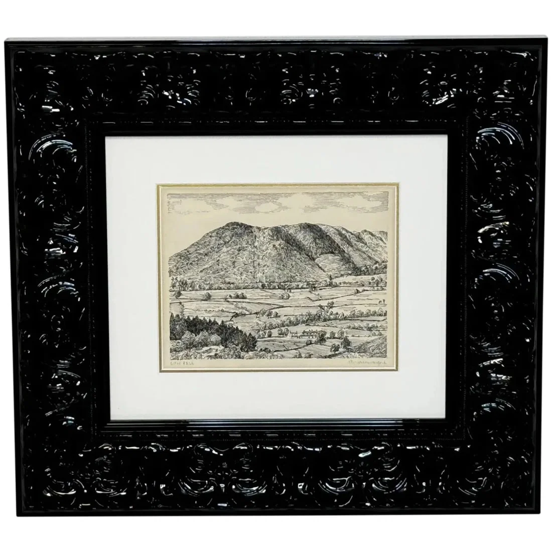 Pen Ink Drawing Low Fell From Lanthwaite Hill Lake District by Alfred Wainwright