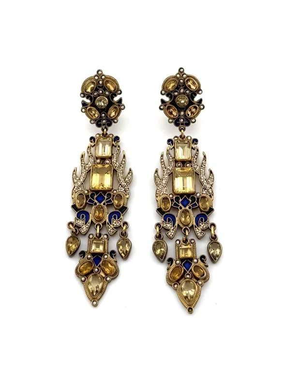 Percossi Papi Citrine Enamel Vermeil Drop Earrings