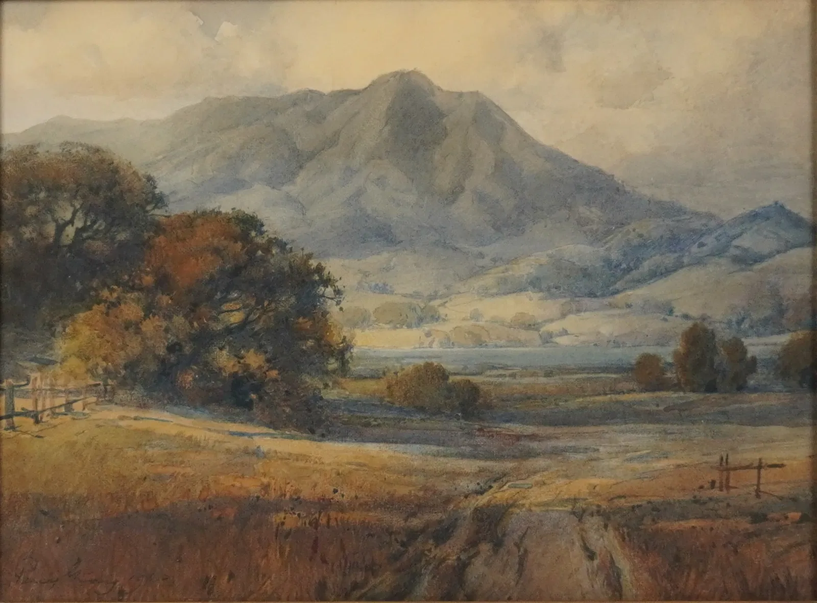 Percy Gray (American, 1869"1952) Signed Watercolor, Mt. Tamalpais, Signed