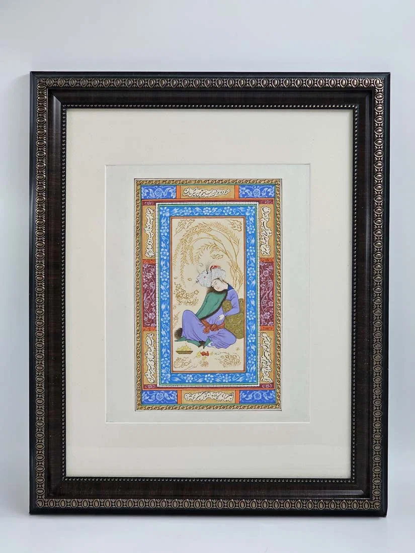 Persian miniature Painting Watercolor & Gouache Signed By Koroush Samadi