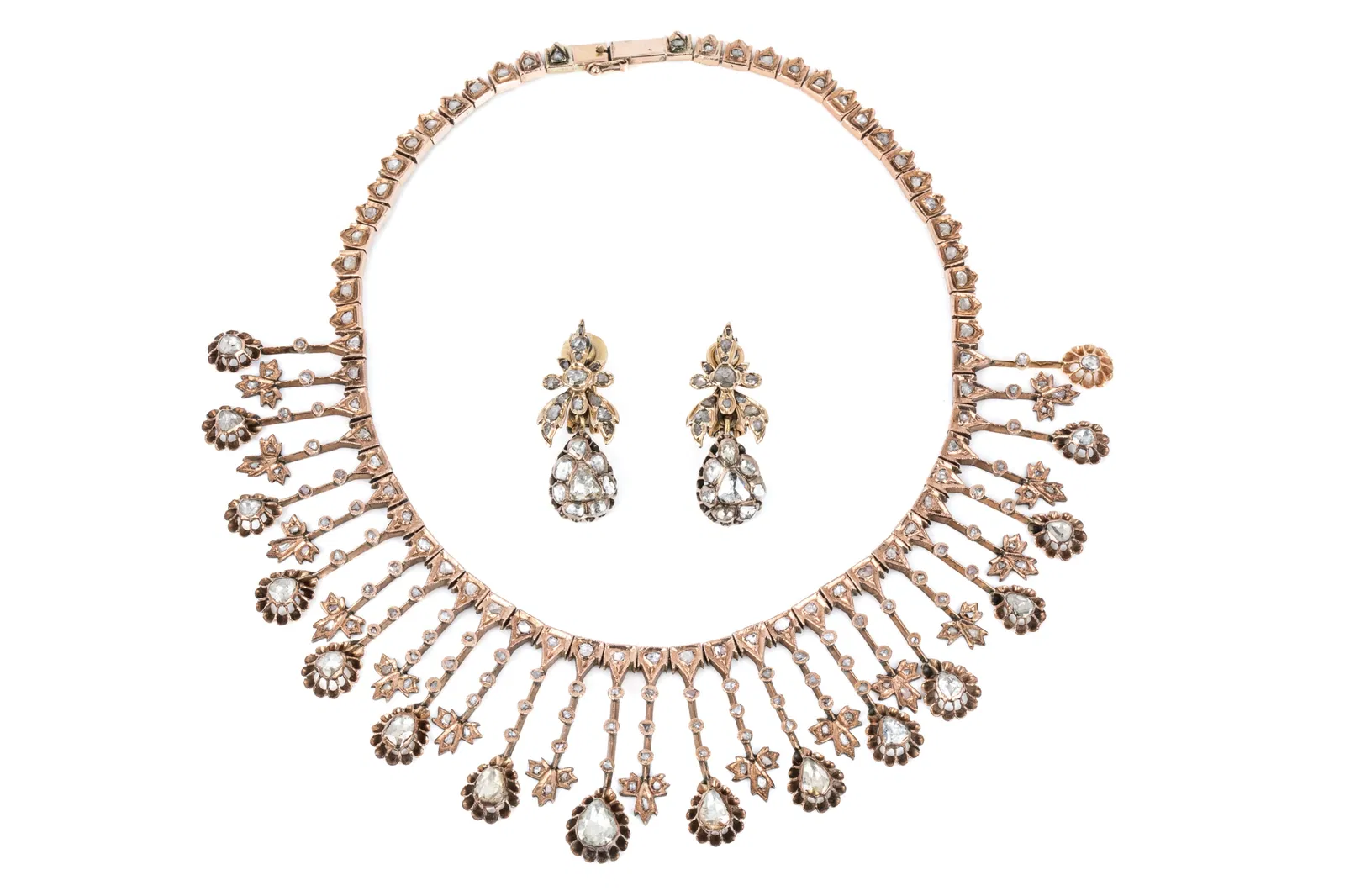 PERSIAN QAJAR DYNASTY NECKPIECE & EARRING SET
