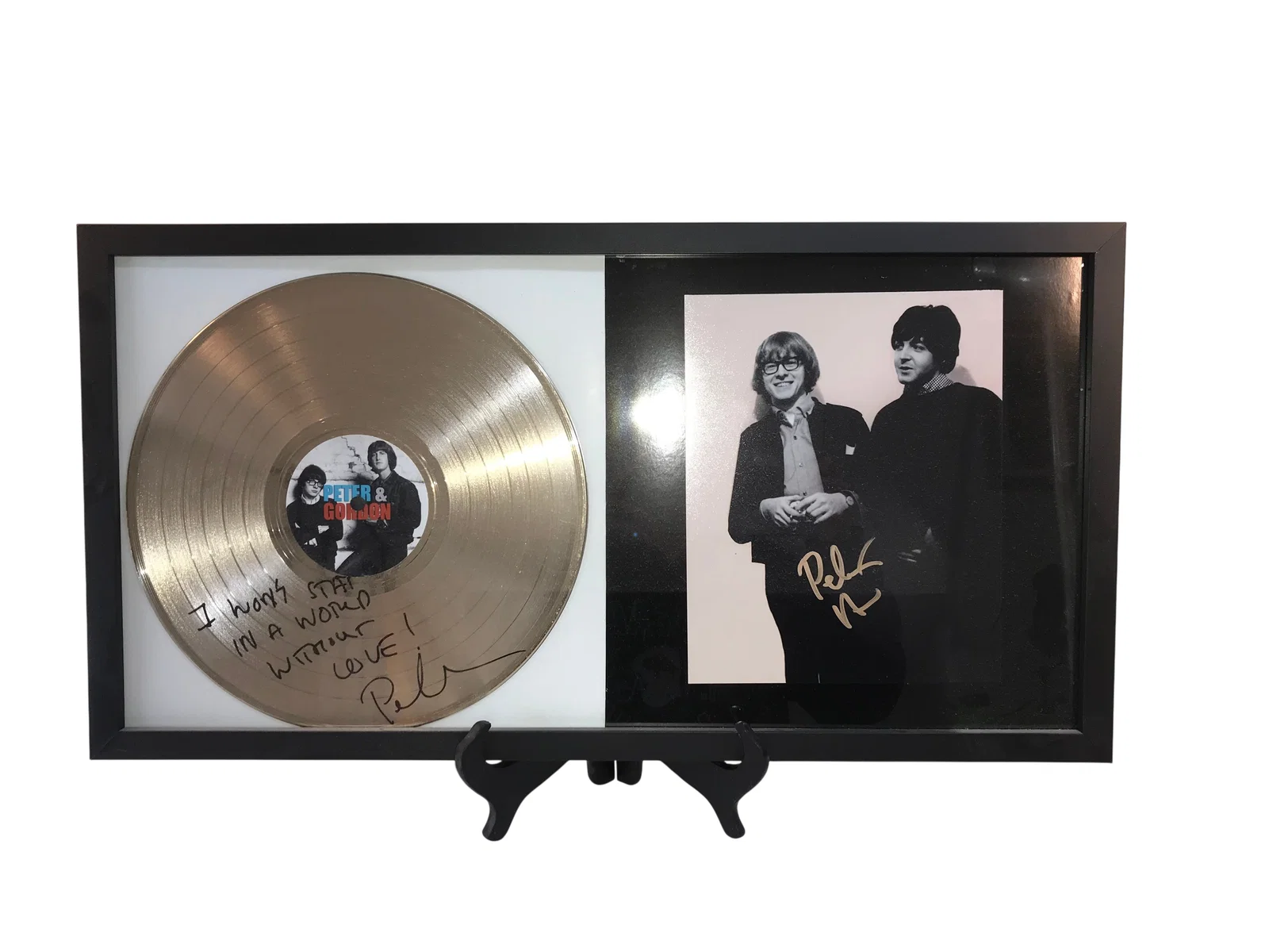 Peter Asher Autographed Framed Display with Souvenir Gold Record and Photograph