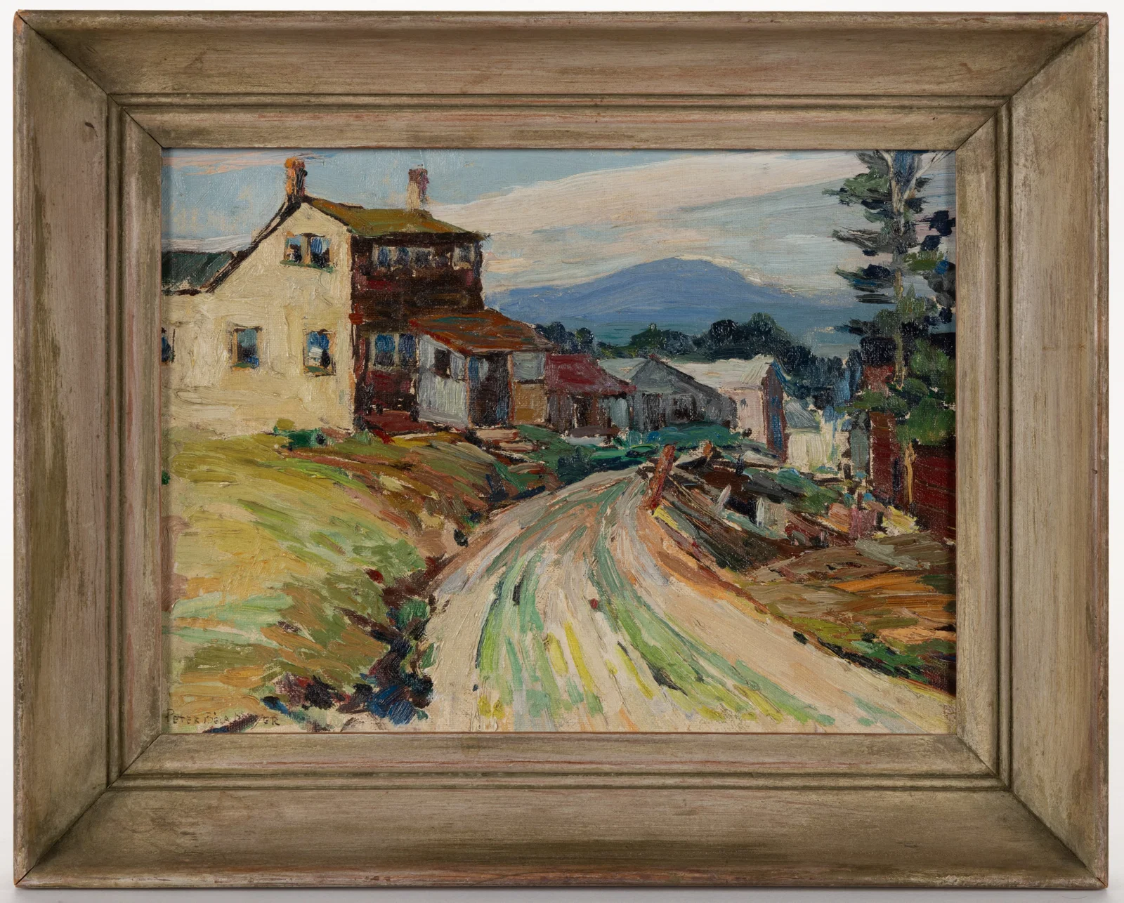 PETER BELA MAYER (HUNGARIAN-AMERICAN, 1887-1993) LANDSCAPE WITH MOUNTAIN VILLAGE