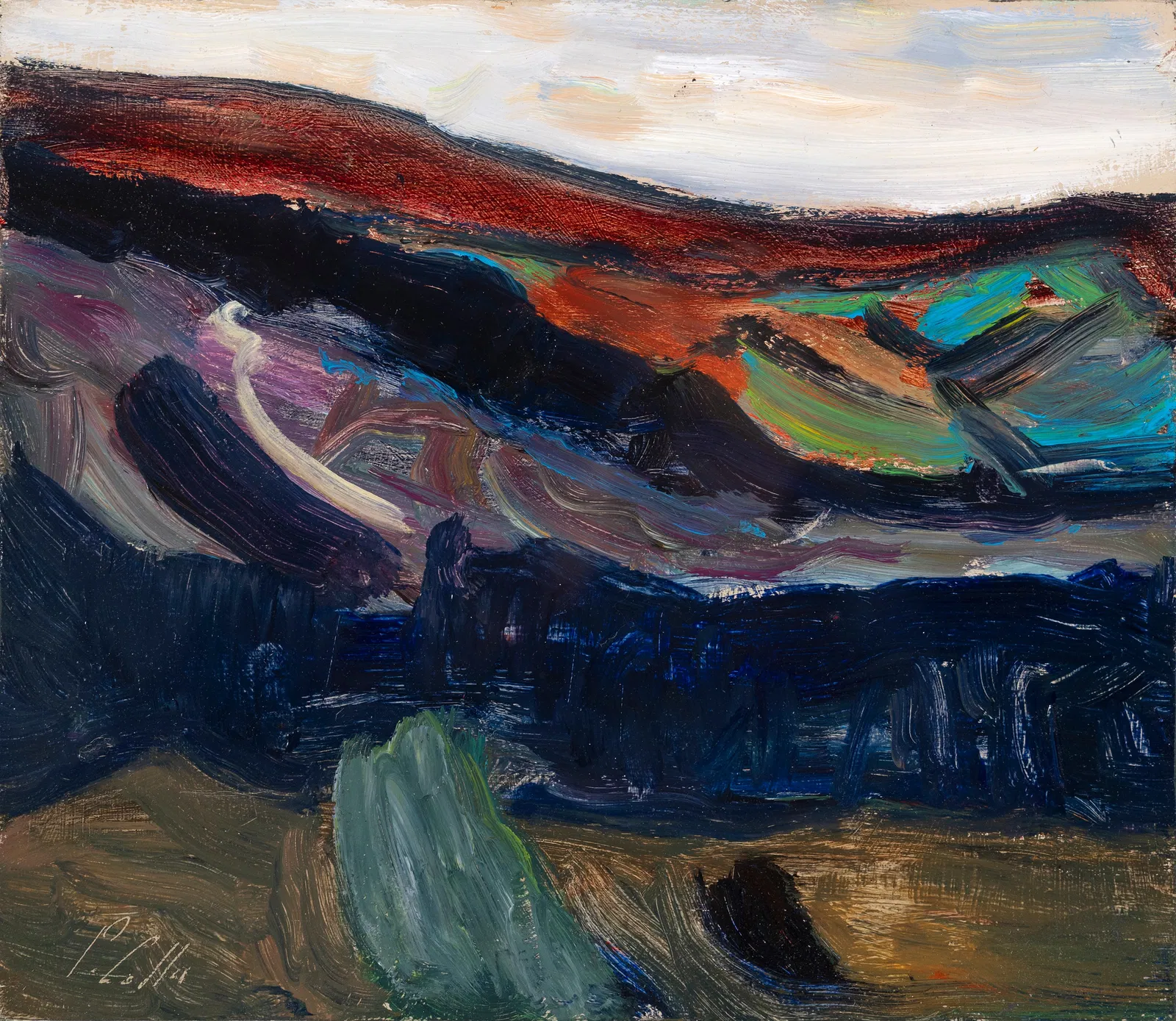 Peter Collis RHA (1929-2012) Glencree, Co. Wicklow Oil on canvas, 18 x 21cm (7 x 8¼'') Signed