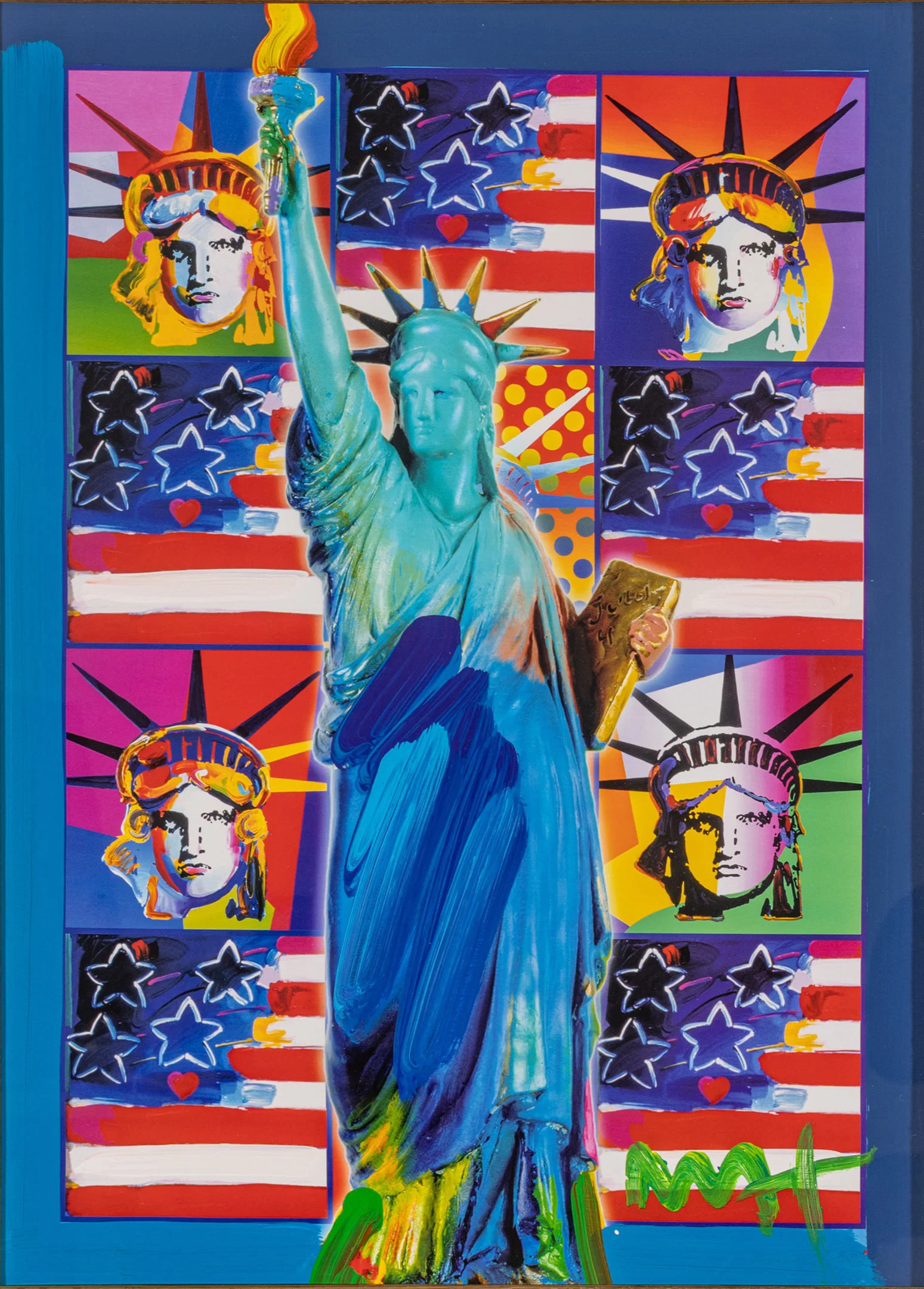 Peter Max (American, B. 1937) Mixed Media on Paper, 'God Bless America III', H 23" W 17.5"