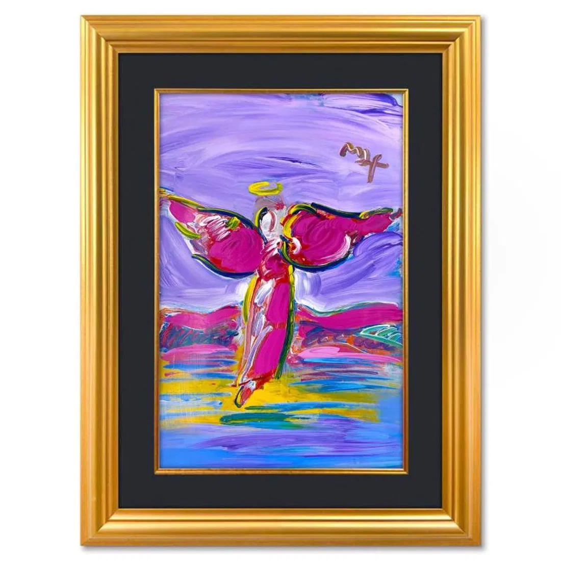 Peter Max, "Ascending Angel" Framed One-of-a-Kind Mixed Media, Hand Signed with Registration Number