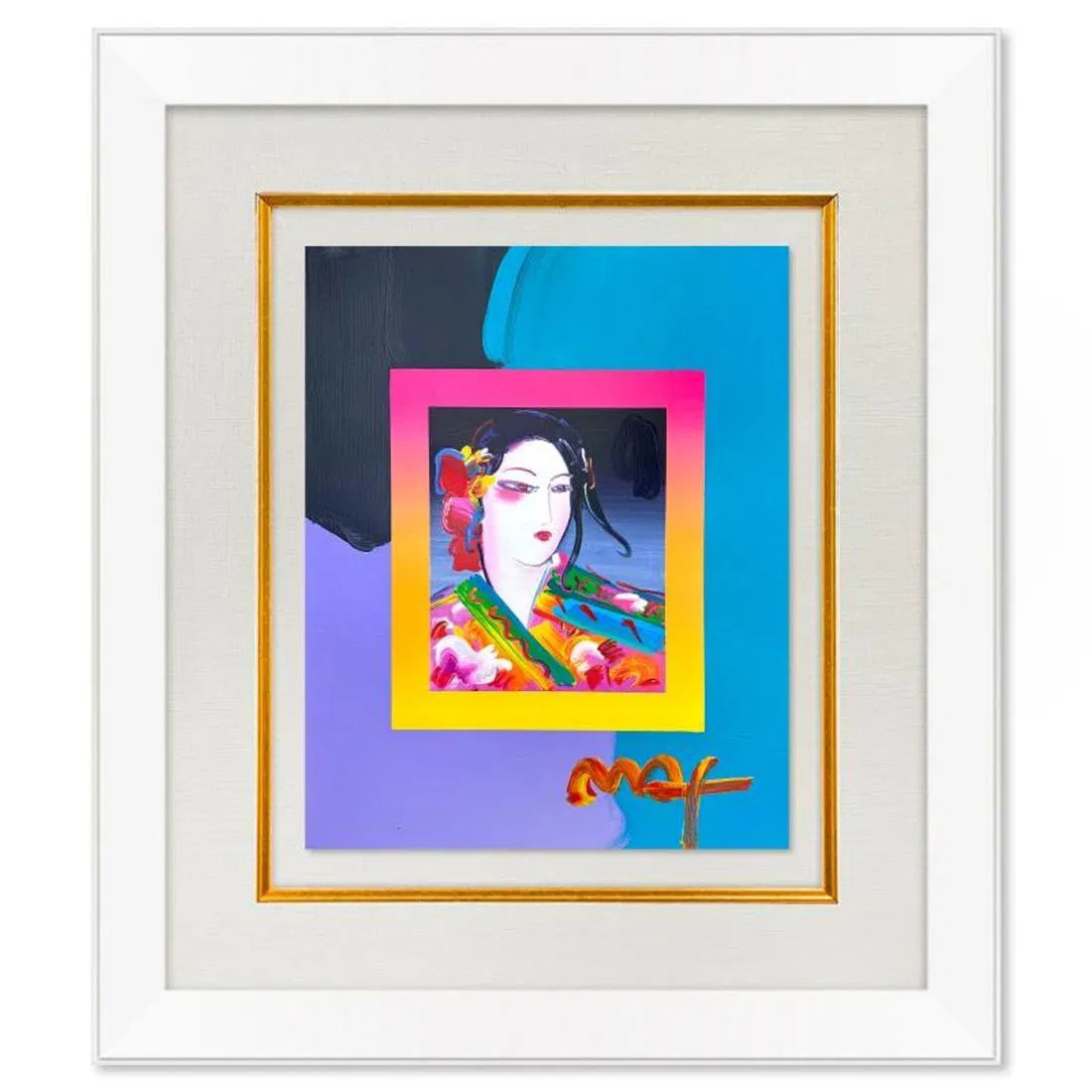 Peter Max, "Asia on Blends" Framed One-of-a-Kind Mixed Media, Hand Signed with Registration Number