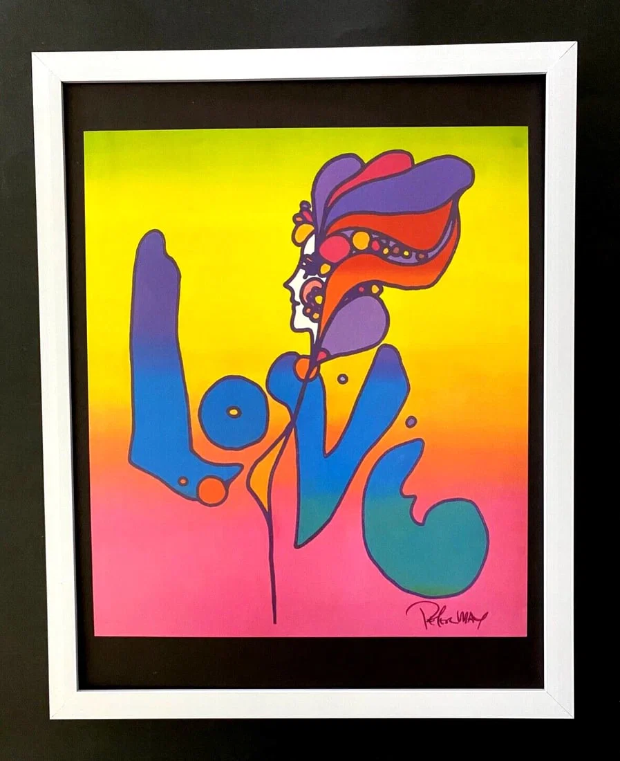 PETER MAX + BEAUTIFUL + LOVE SIGNED PRINT + NEW FRAME