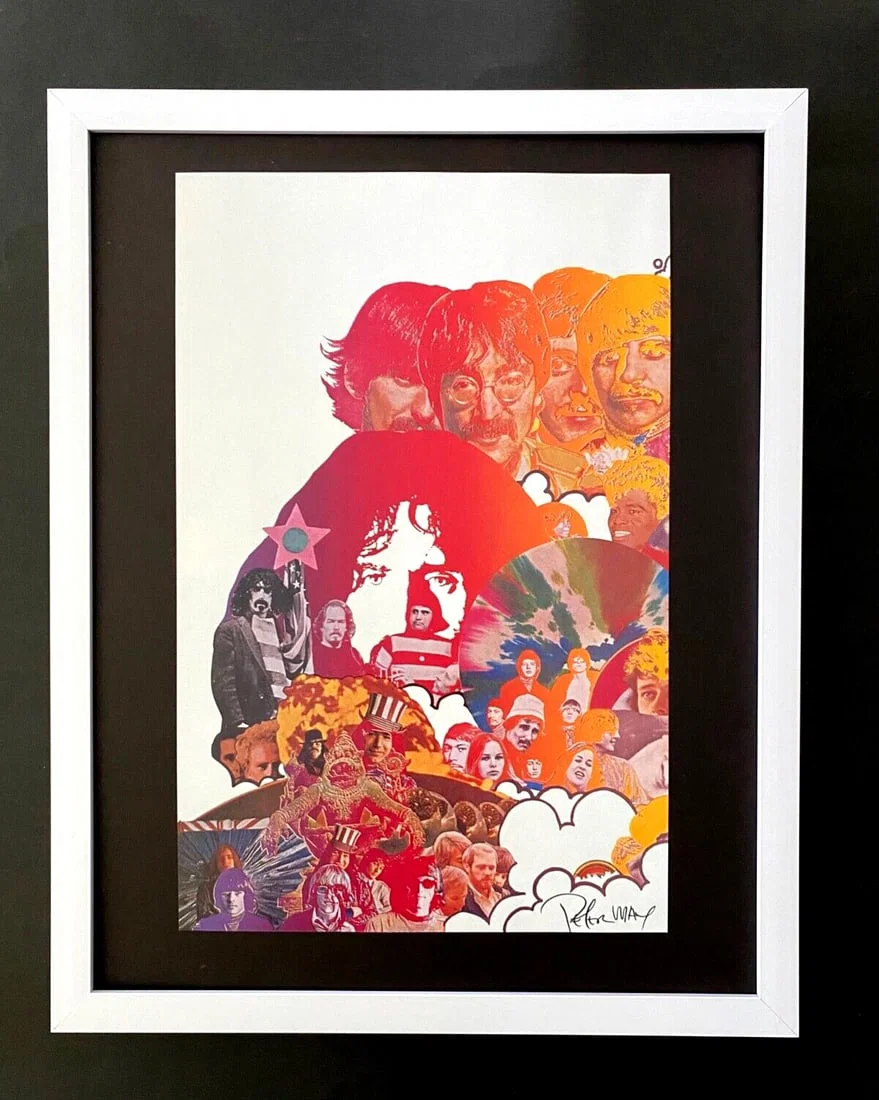 PETER MAX + BEAUTIFUL + SIGNED PRINT THE BEATLES + NEW FRAME