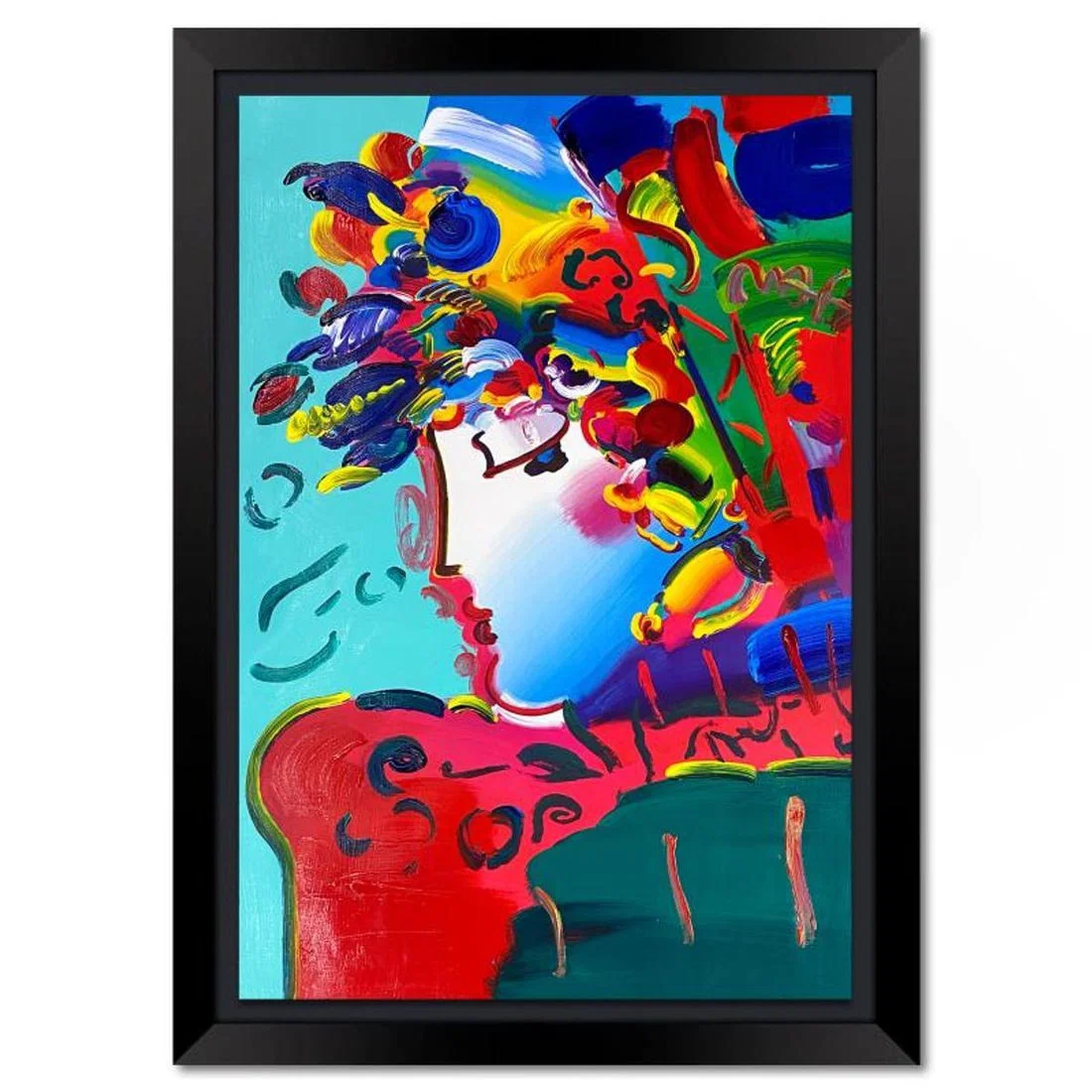 Peter Max, "Blushing Beauty" Framed One-of-a-Kind Mixed Media, Hand Signed with Registration Number