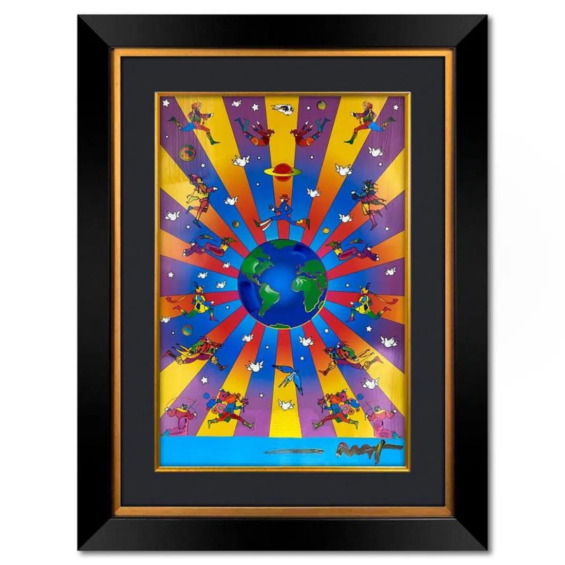 Peter Max, "Earth Day 2005" Framed One-of-a-Kind Mixed Media, Hand Signed with Registration Number
