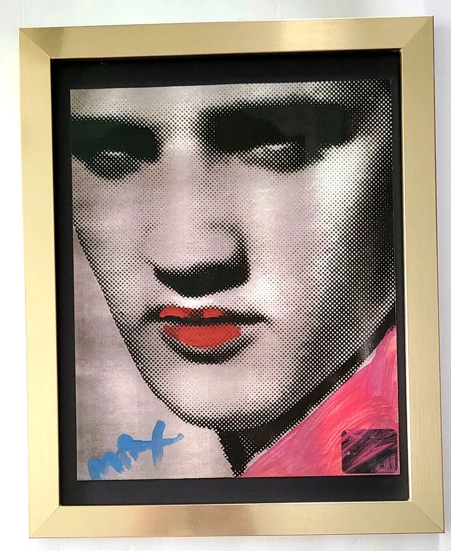 PETER MAX + ELVIS PRESLEY POP ART + 1980'S SIGNED PRINT + NEW GOLDEN FRAME