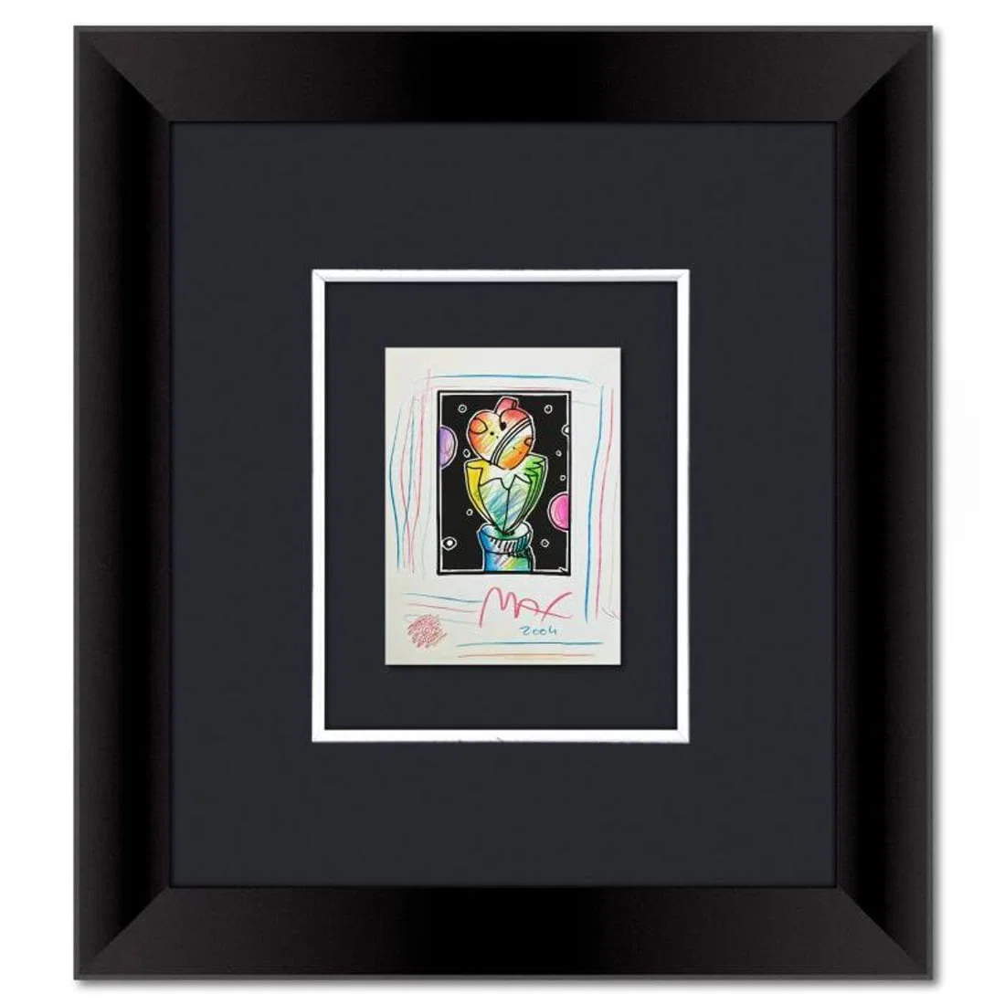 Peter Max, Framed One-of-a-Kind Mixed Media, Hand Signed with Registration Number Certifying