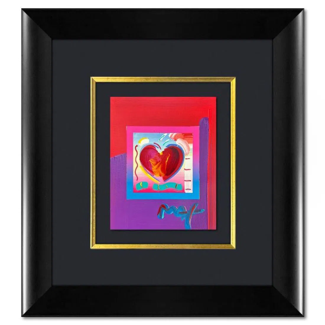 Peter Max, "Heart on Blends" Framed One-of-a-Kind Acrylic Mixed Media, Hand Signed with Registration