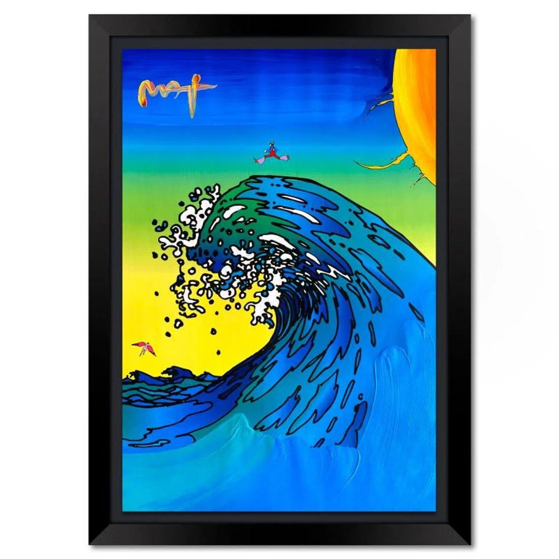 Peter Max, "Jingle Ball" Framed One-of-a-Kind Mixed Media, Hand Signed with Registration Number