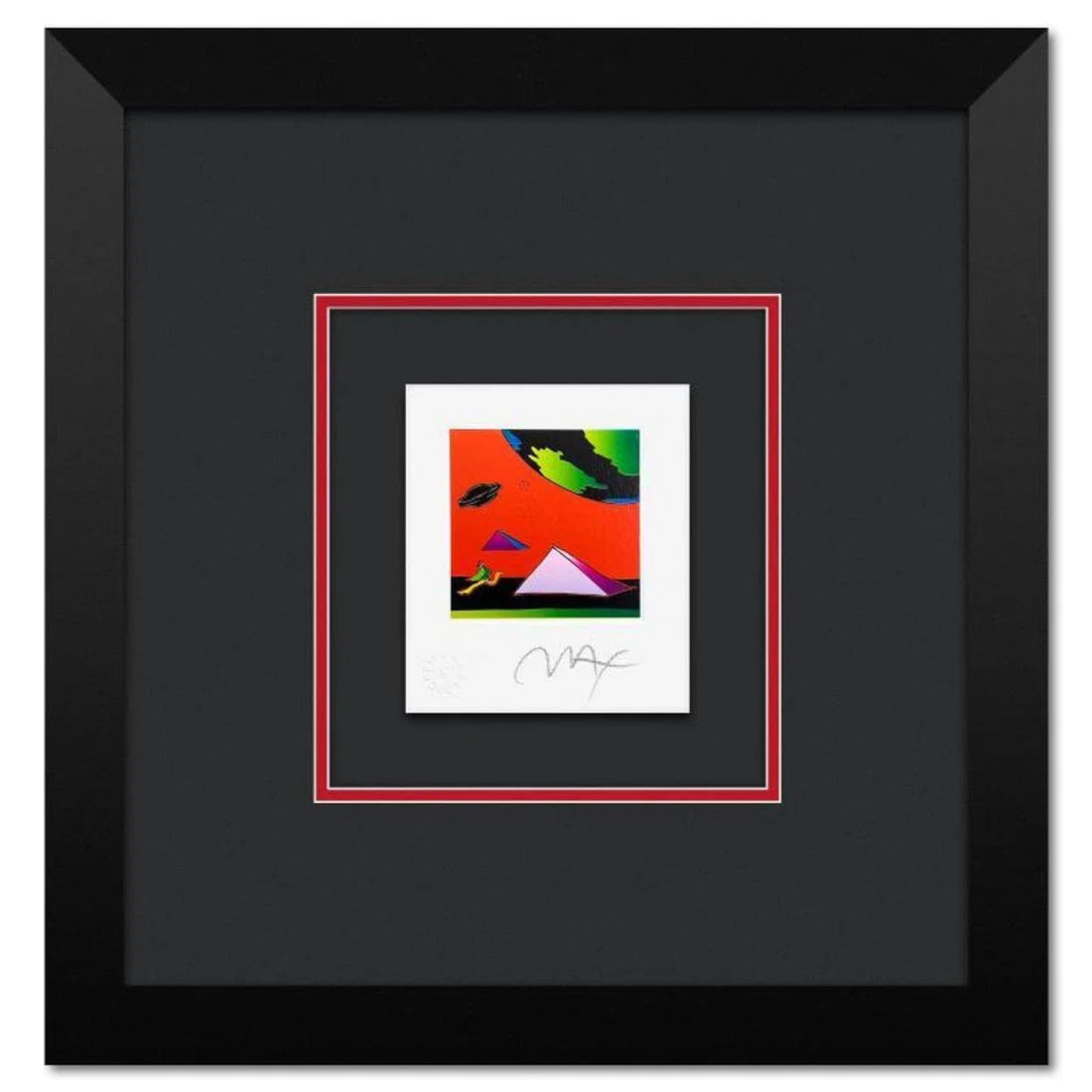 Peter Max, "Jumper with Two Pyramids" Framed Limited Edition Lithograph, Numbered and Hand Signed