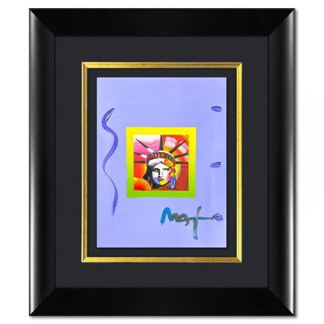 Peter Max, "Liberty" Framed One-of-a-Kind Acrylic Mixed Media, Hand Signed with Registration Number