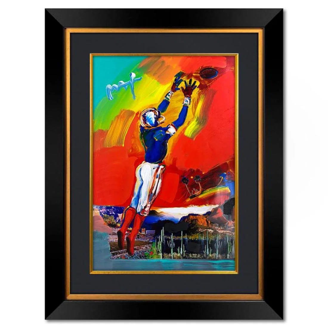 Peter Max, "Superbowl XXX" Framed One-of-a-Kind Mixed Media, Hand Signed with Registration Number
