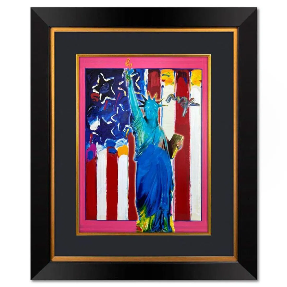 Peter Max, "United We Stand" Framed One-of-a-Kind Mixed Media, Hand Signed with Registration Number