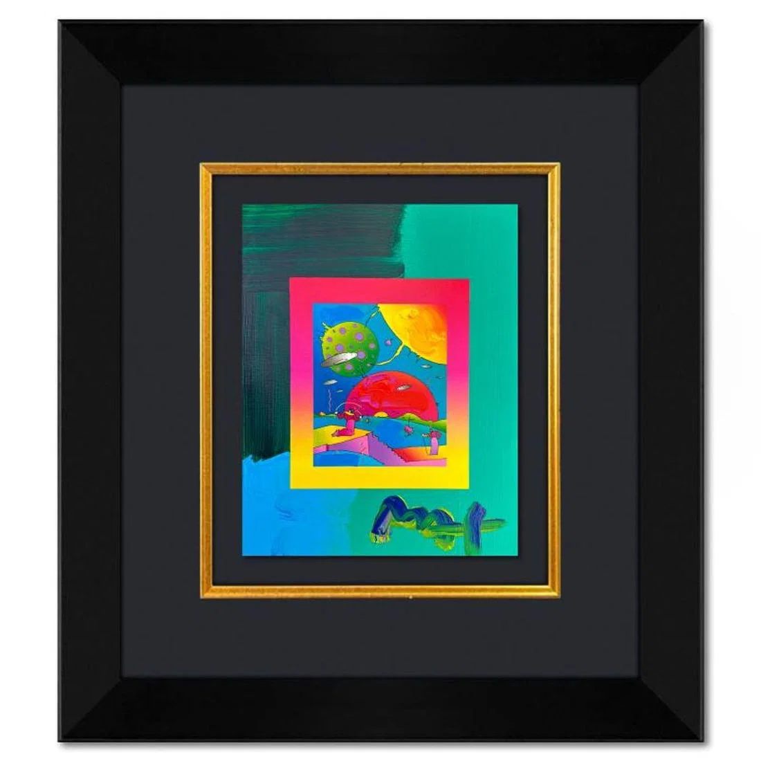 Peter Max, "Year 2250" Framed One-of-a-Kind Acrylic Mixed Media, Hand Signed with Registration