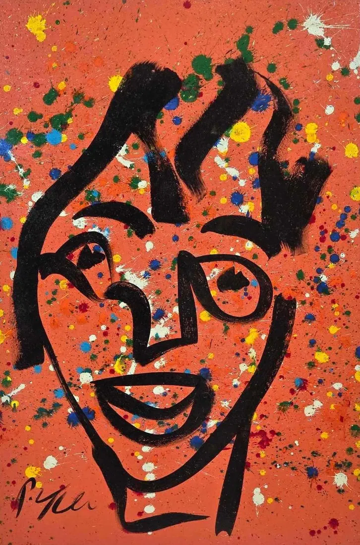 PETER ROBERT KEIL LARGE ORIGINAL ABSTRACT PORTRAIT PAINTING