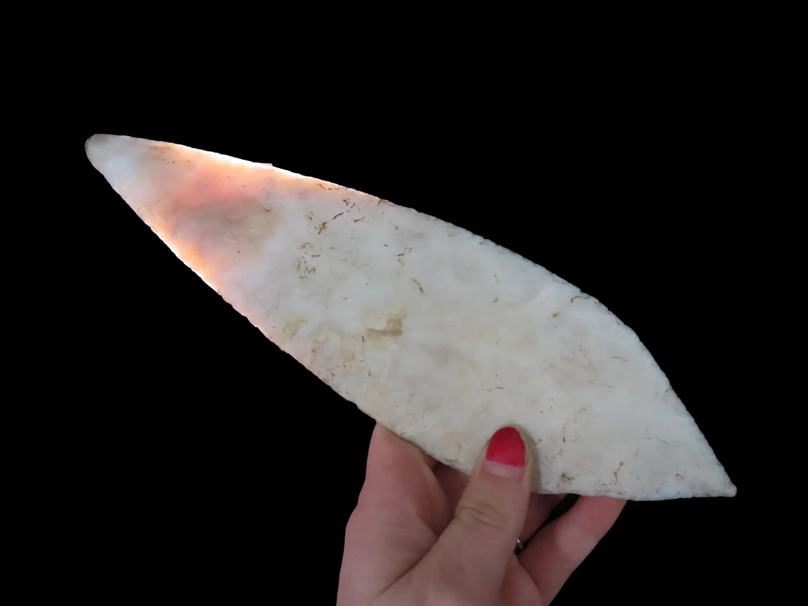 Phenomenal 9" Translucent Aztec Blade, Mexico. Motley COA. Oustanding example made from a beautiful