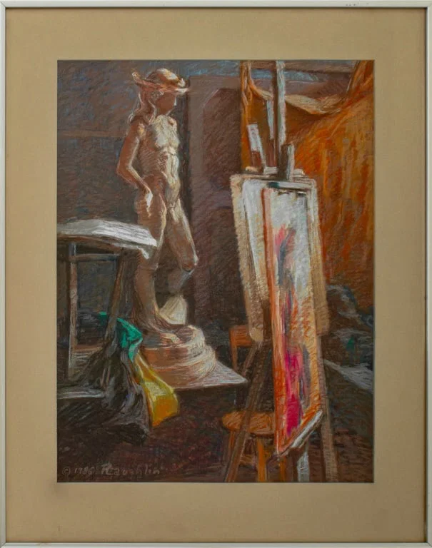 Philip Laughlin Atelier Scene Pastel, 1986