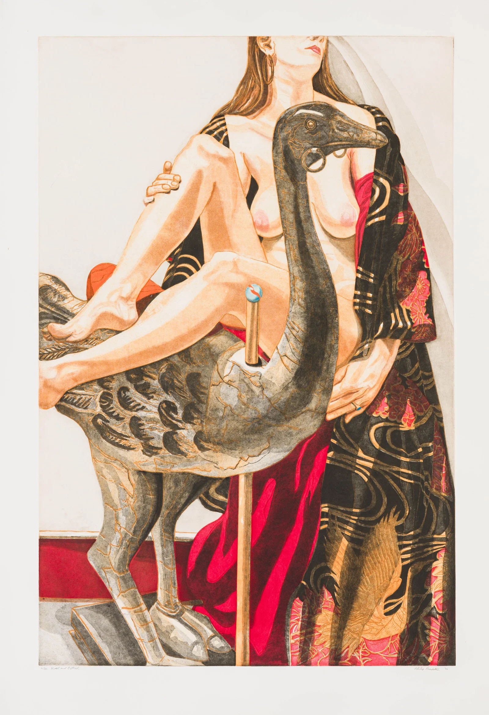 Philip Pearlstein Model and Ostrich, 1995