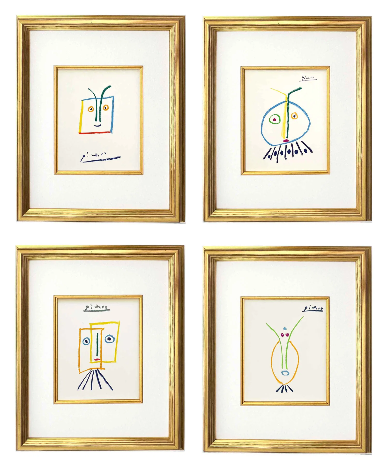Picasso Lithograph Set of 4 framed stories