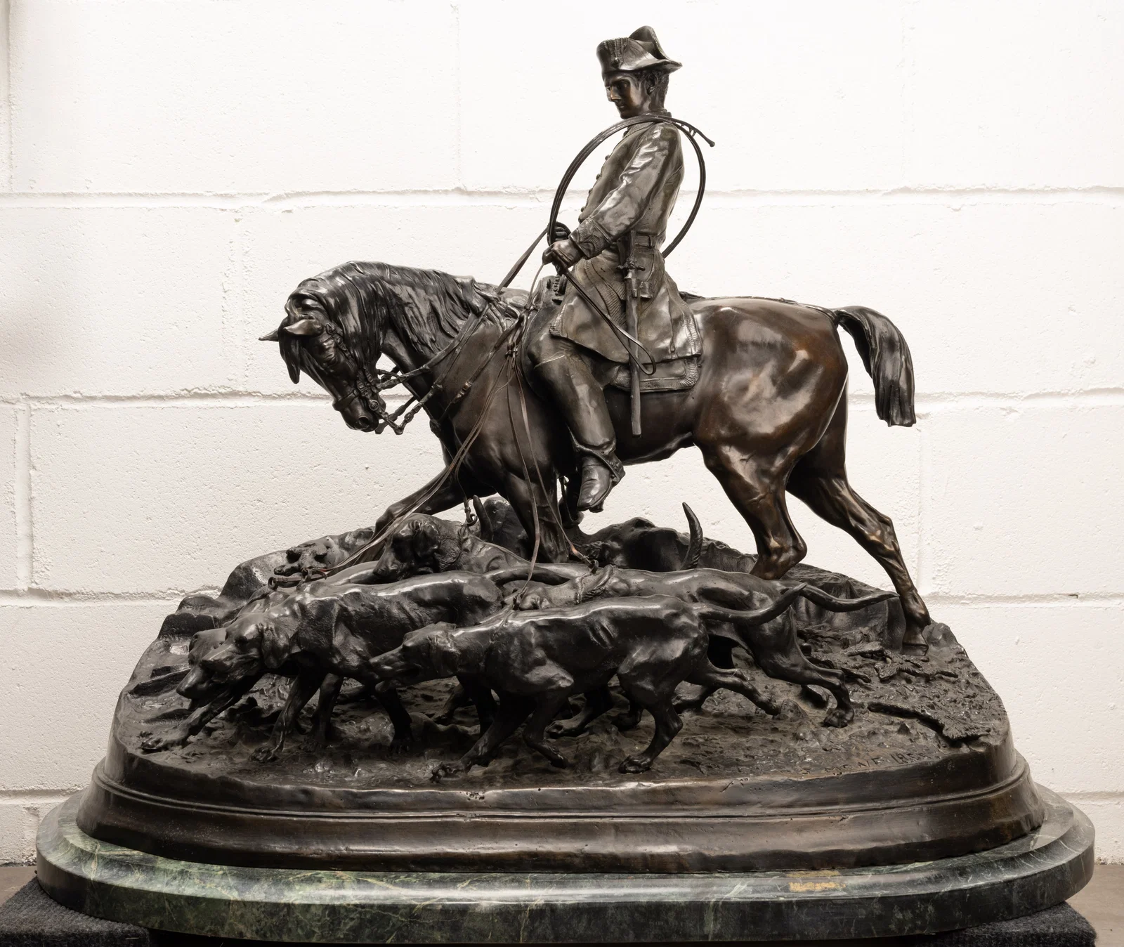 Pierre-Jules Mene ( French 1810-1879) Bronze "Huntsman with his Hounds"
