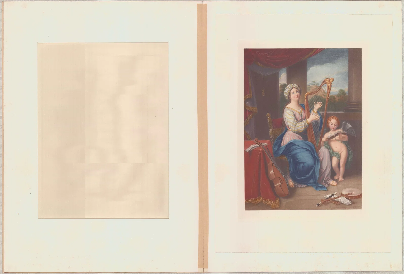 Pierre Mignard Chromolithograph Saint Cecile Singing Praises of the Lord