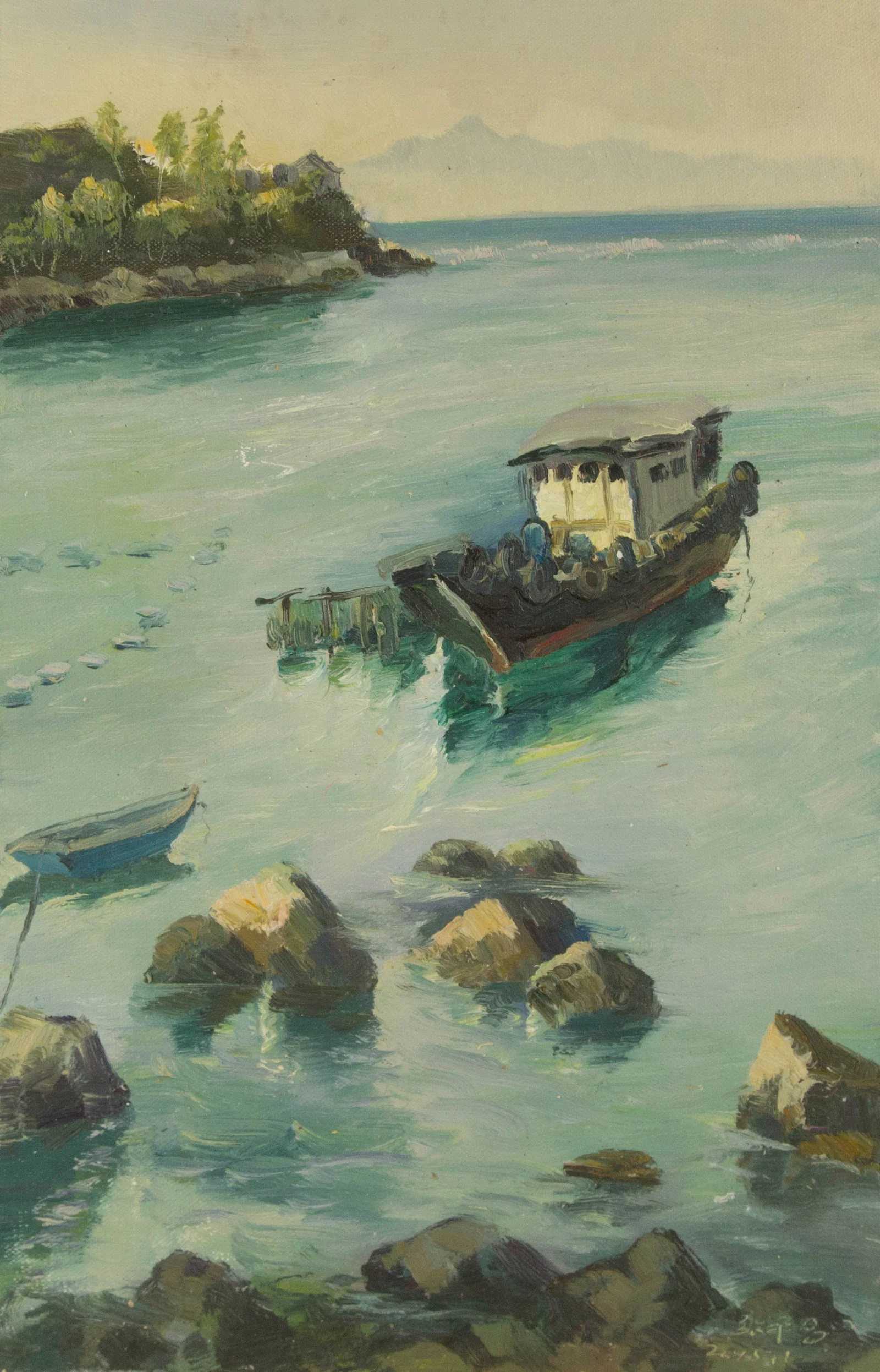 Pingchang Zhang Landscape Original Oil On Canvas "Coming Back"
