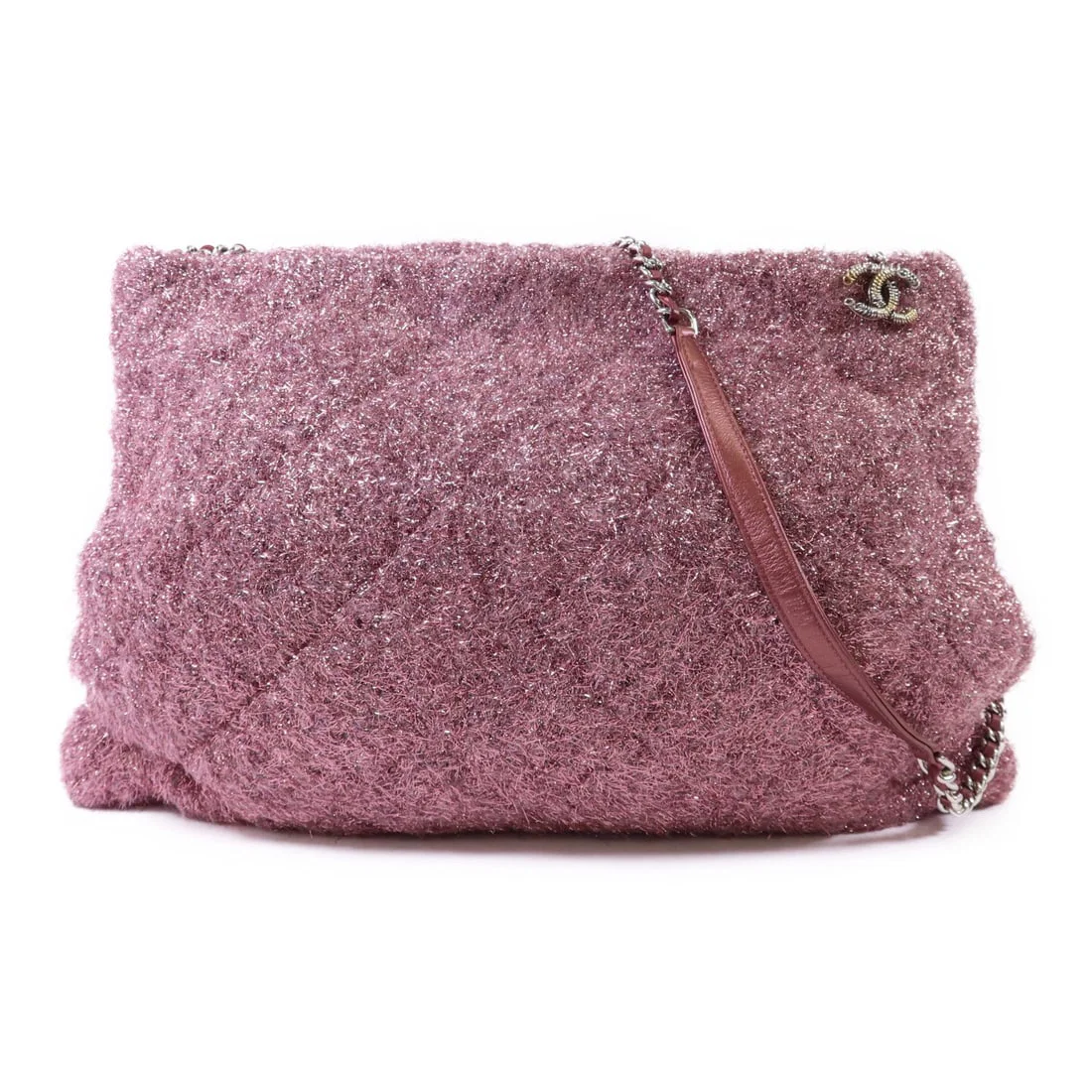 Pink Fabric Shoulder Bag by CHANEL with CC Silver Hardware
