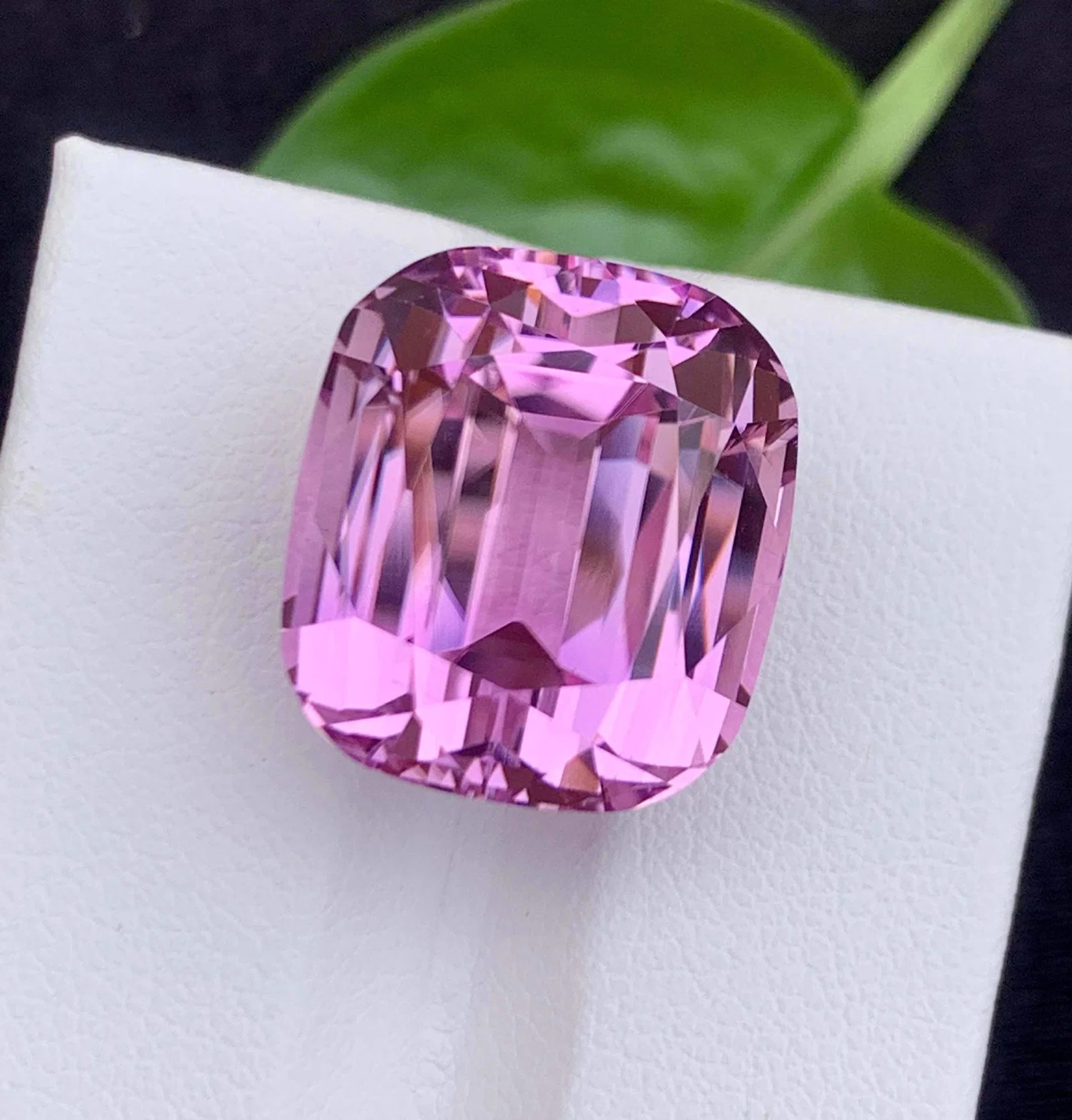 Pink Kunzite Gemstone: 25.60 Carat Faceted Cushion Cut, November Birthstone