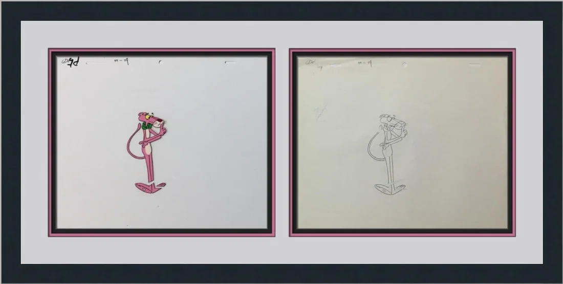 Pink Panther 1970 Original Hand Painted Animation Cel Framed Art