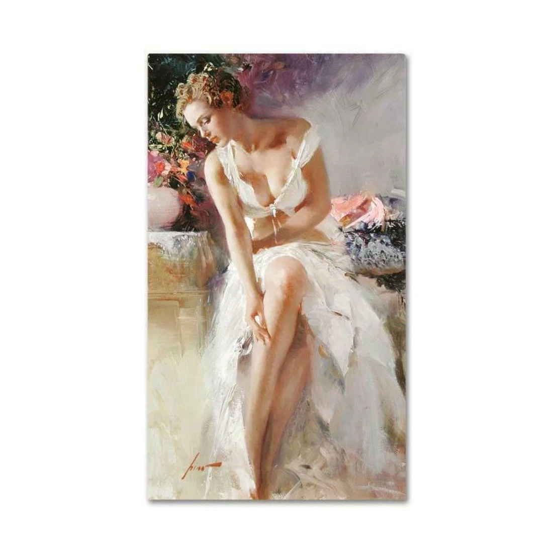 Pino (1939-2010), "Angelica" Hand Embellished Limited Edition on Canvas (24" x 42"), Numbered and