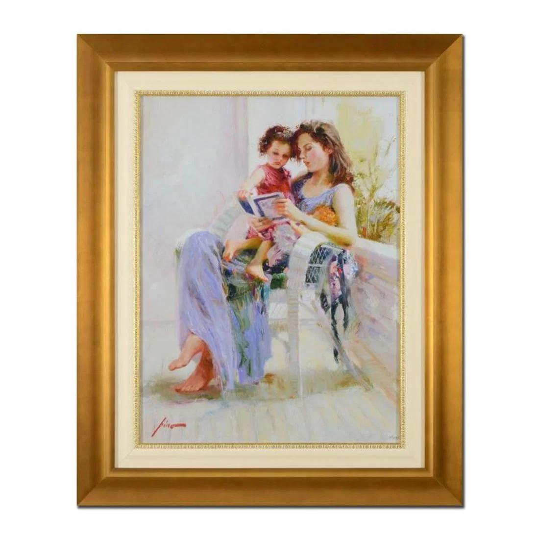 Pino (1939-2010), "Book of Poems" Framed Limited Edition Hand Embellished Giclee on Canvas. Numbered