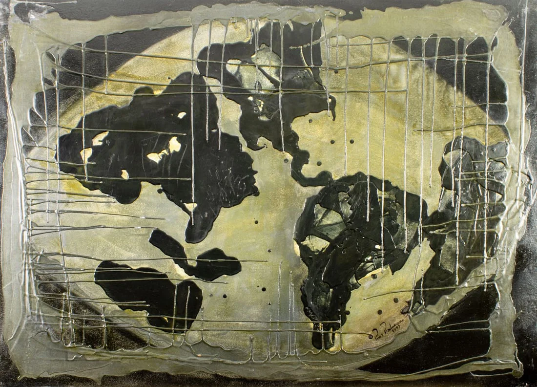 Pios Rodaman (FL,Brazil,b 1953) mixed media painting