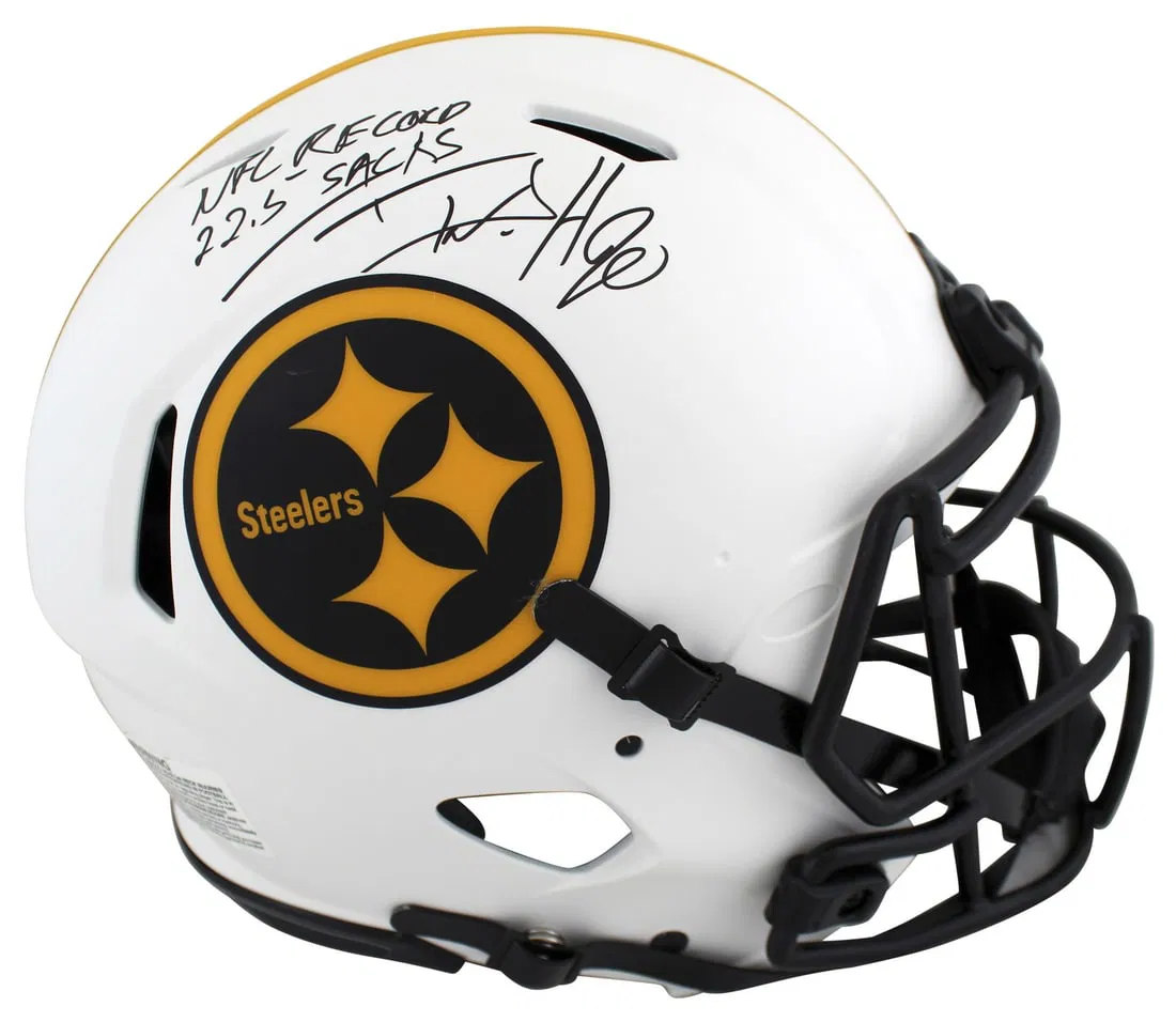 Pittsburgh Steelers T.J. Watt Signed Lunar Helmet NFL Record 22.5 Sacks Beckett Authenticated