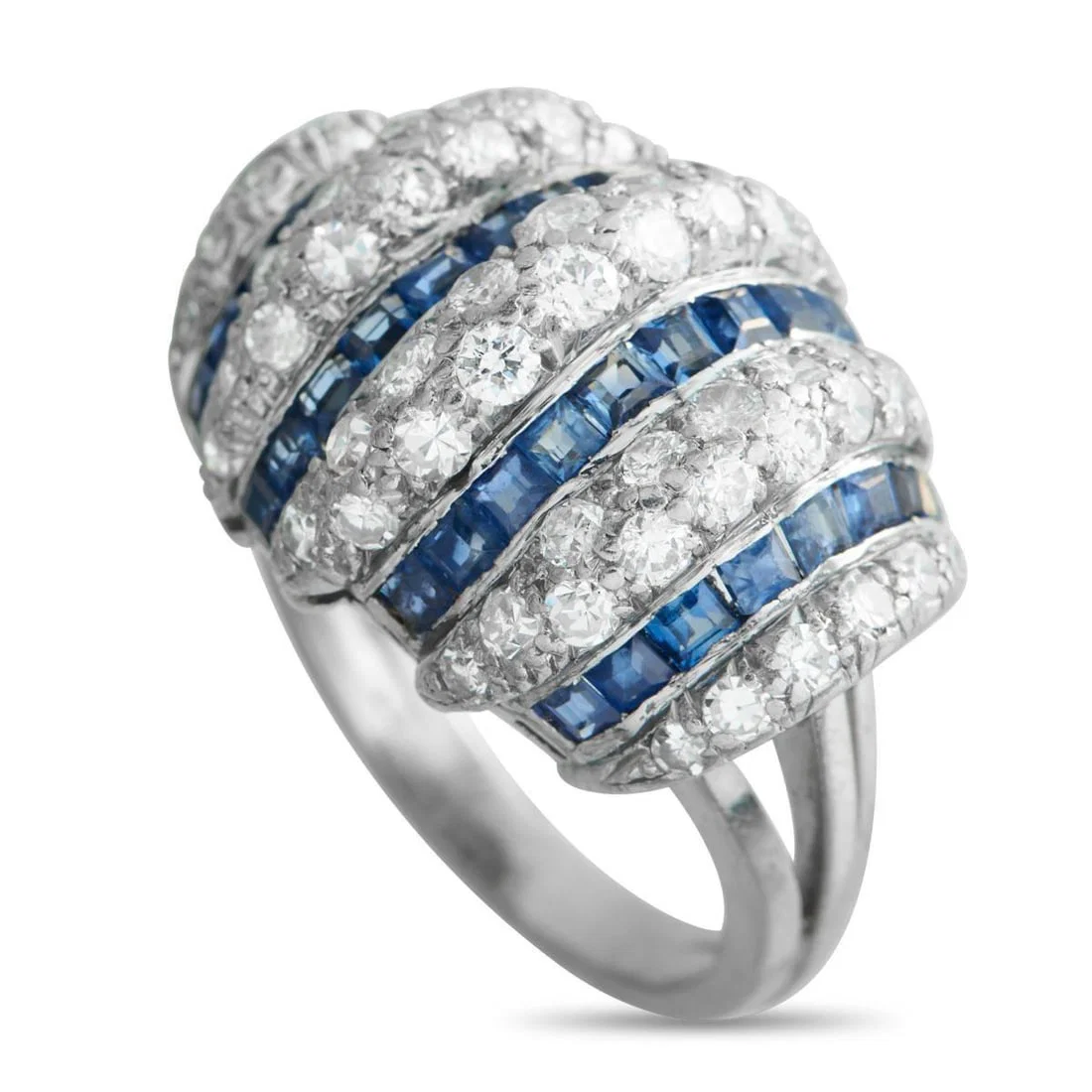 PLATINUM 0.84CT DIAMOND AND SAPPHIRE RING