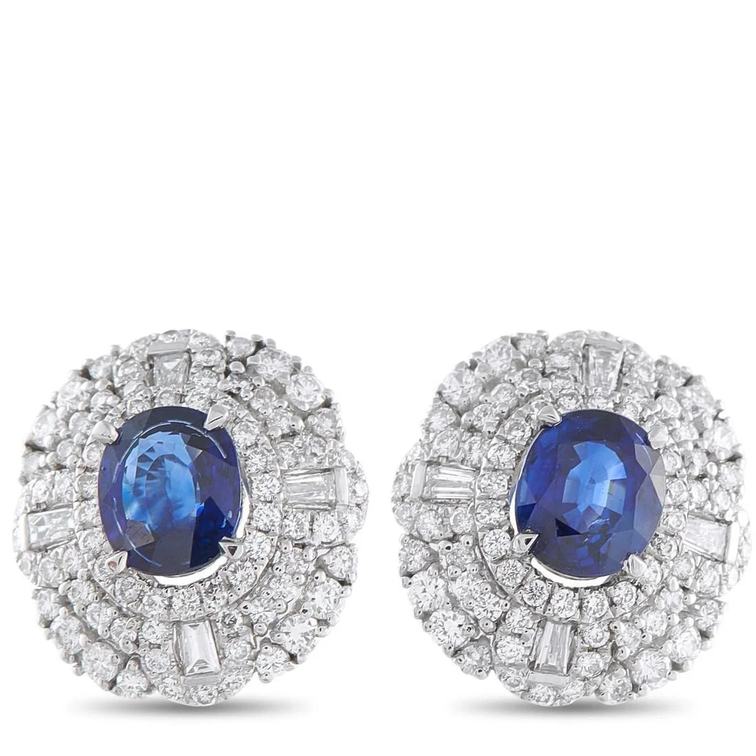 PLATINUM 1.39CT DIAMOND AND SAPPHIRE EARRINGS