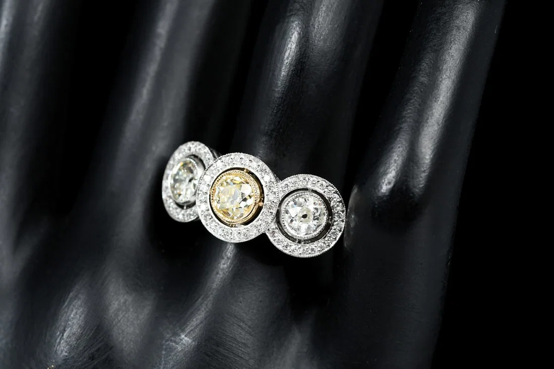 PLATINUM 18K DIAMOND EDWARDIAN REVIVAL RING