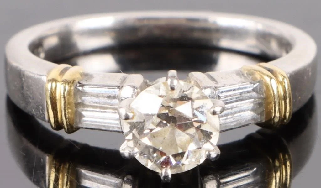 PLATINUM & 18K M&B .75CT DIAMOND WEDDING SET