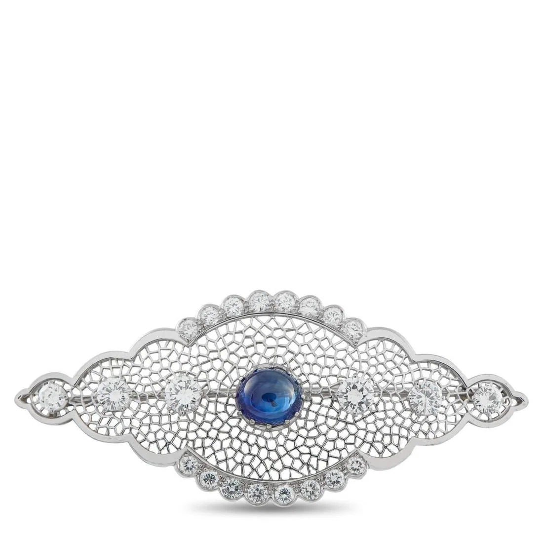 PLATINUM 2.50CT DIAMOND AND SAPPHIRE BROOCH