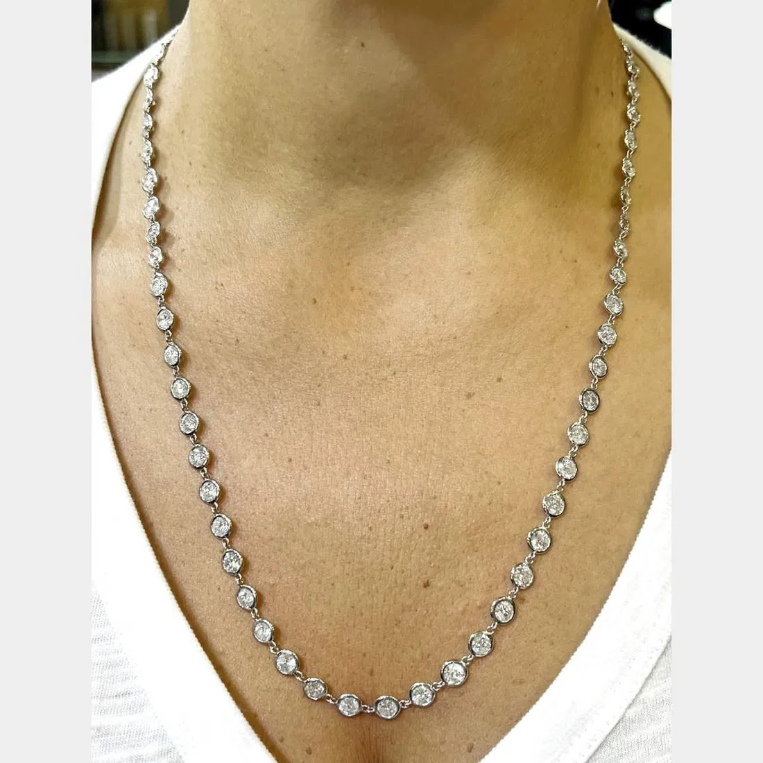 Platinum 26.70 Ct Diamond by the Yard Necklace 64 Diamonds