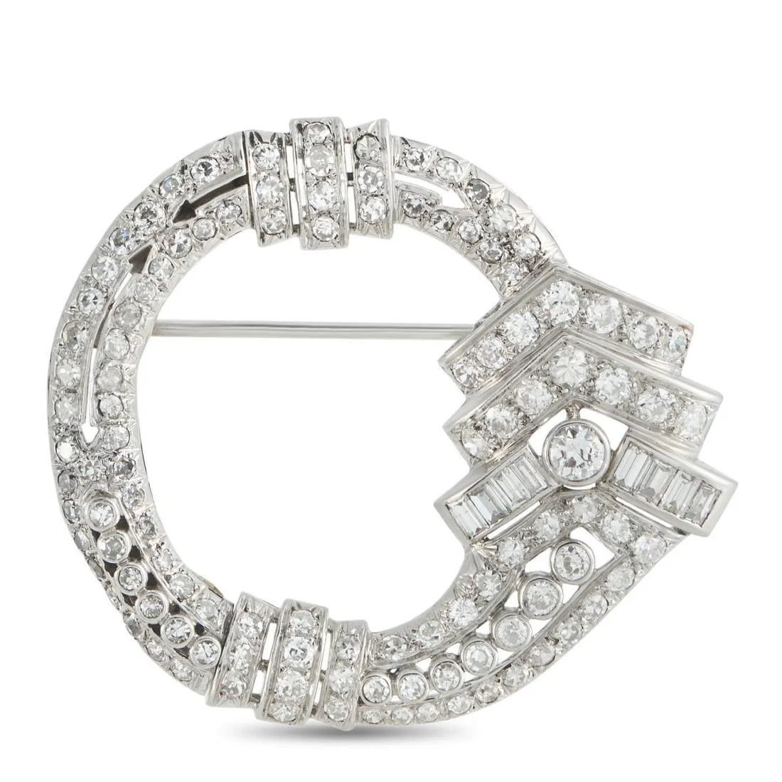 PLATINUM 6.50CT DIAMOND BROOCH