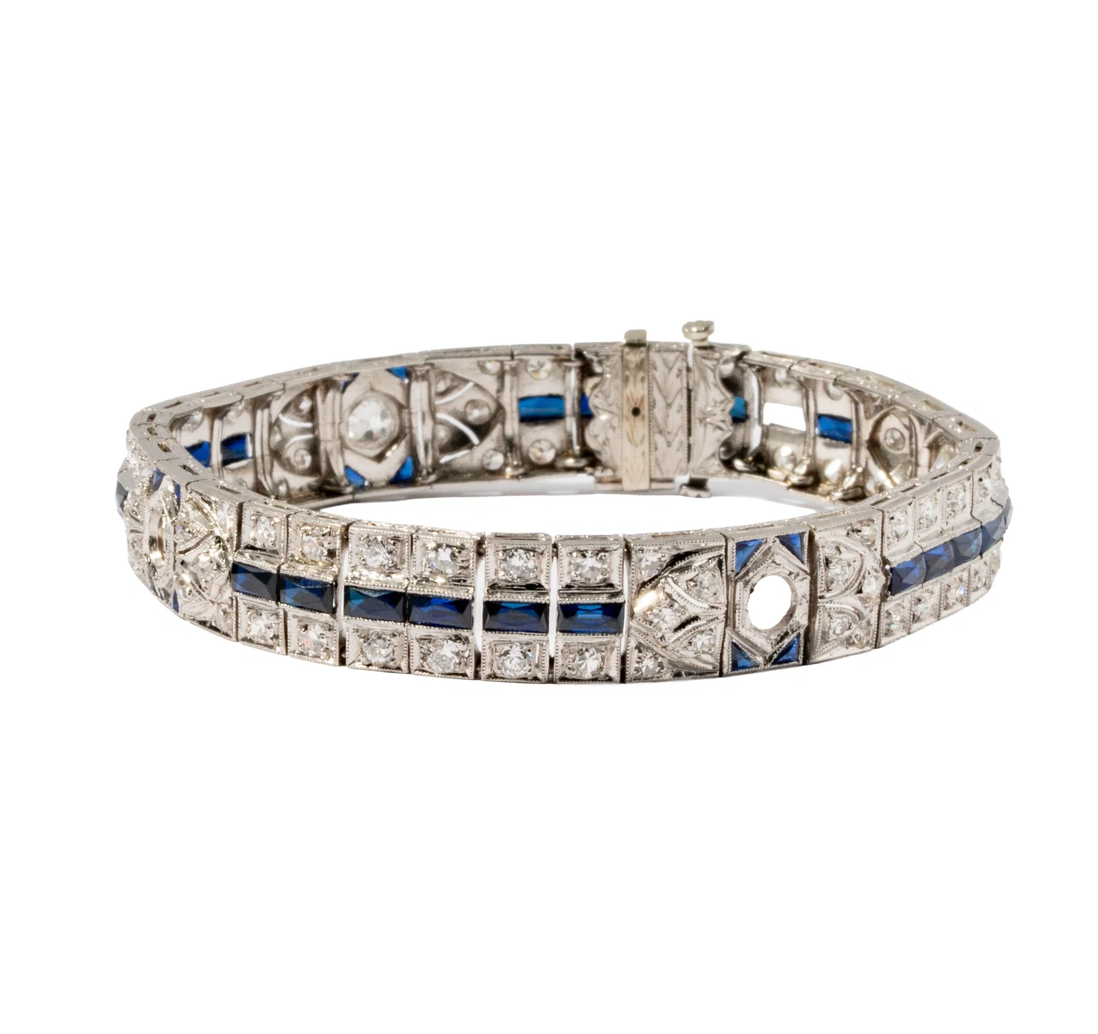 Platinum, Diamond and Synthetic Sapphire Bracelet