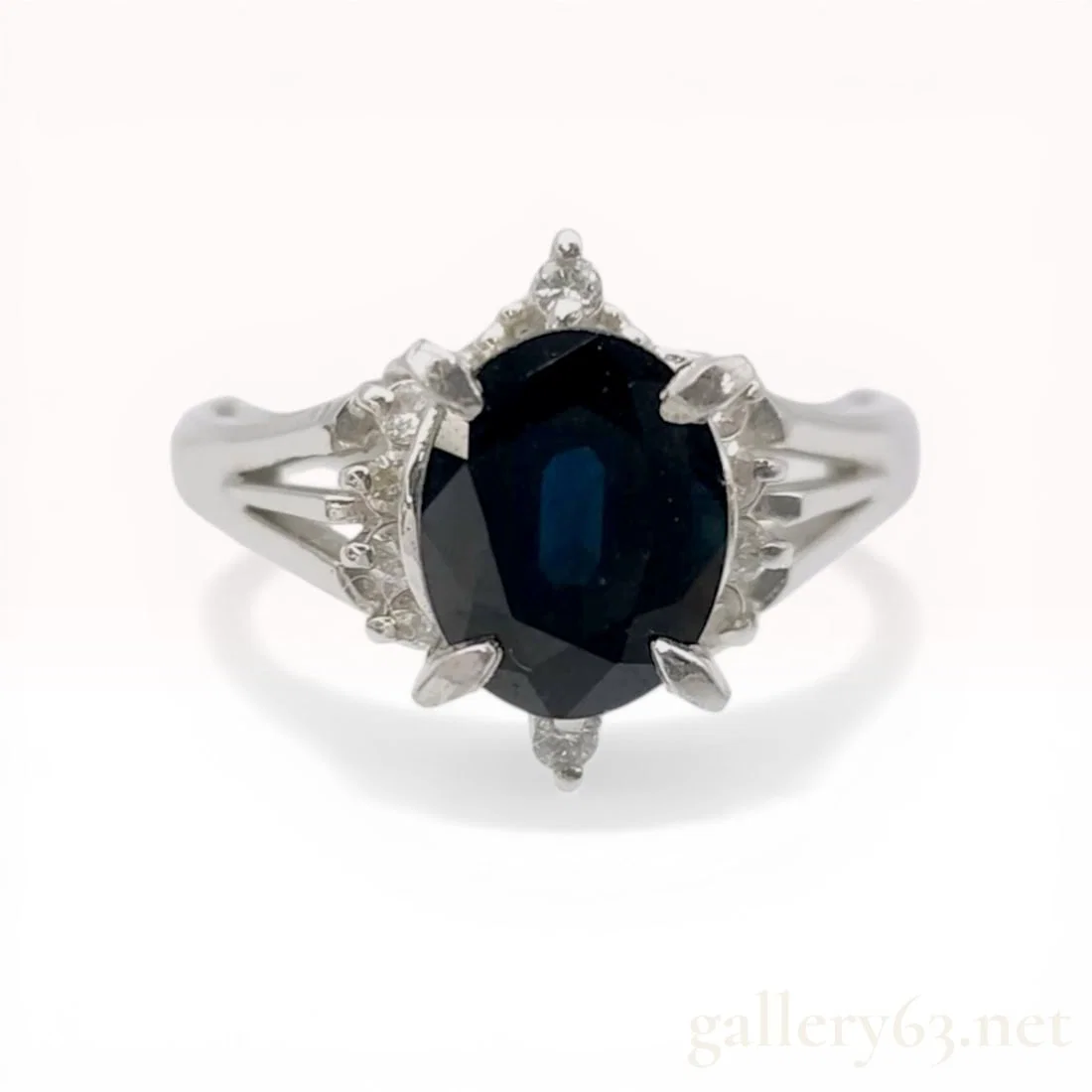 Platinum Sapphire and Diamond Cocktail Ring