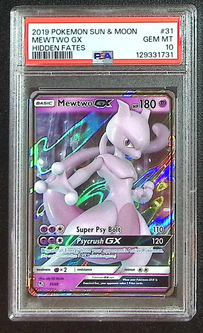 Pokemon Sun & Moon Hidden Fates Mewtwo Gx #31 PSA 10